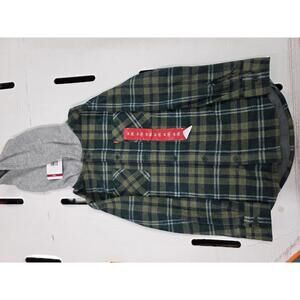 Levi Green Plaid Hooded Flannel Shirt Jacket